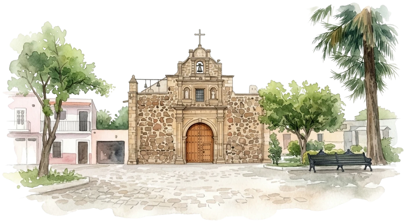 Ilustración en acuarela de la Capilla de la Tercera Orden Franciscana